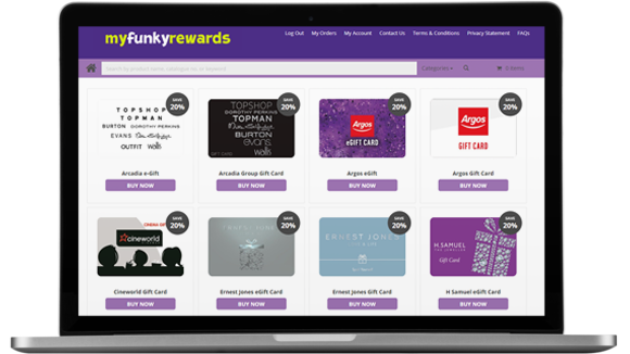 my funky rewards discounted gift cards