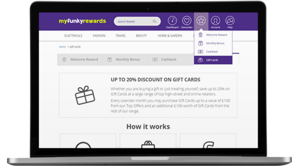 my funky rewards discounted gift cards